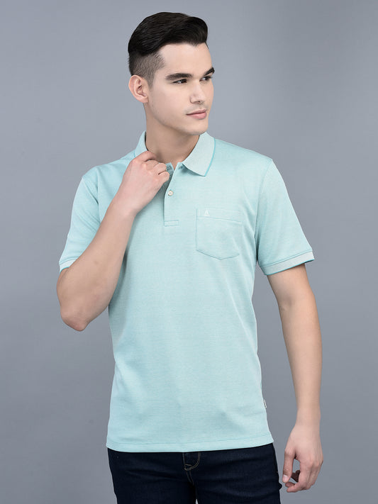 Canoe Men Short Sleeve Polo Neck Solid Pattern T-Shirt