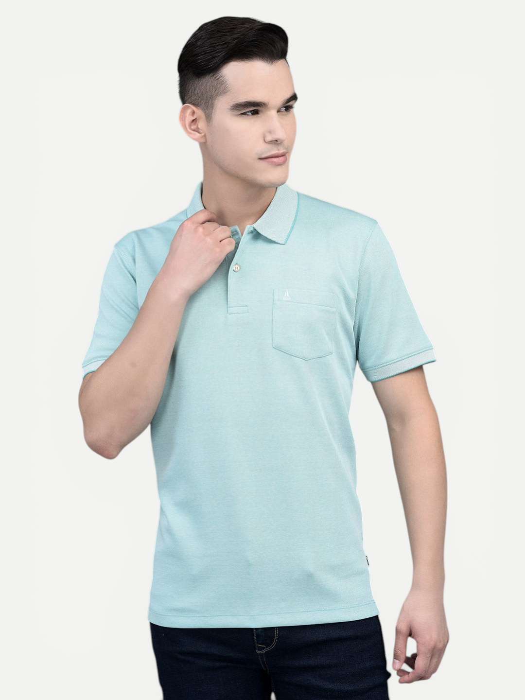 Canoe Men Short Sleeve Polo Neck Solid Pattern T-Shirt