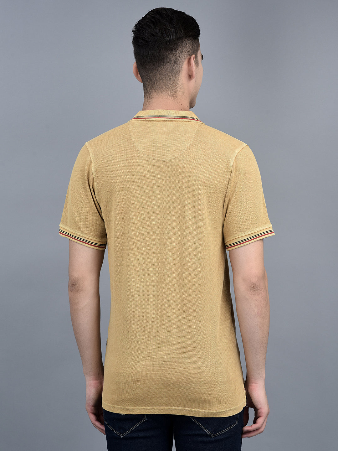Canoe Men Short Sleeve Polo Neck Solid Pattern T-Shirt
