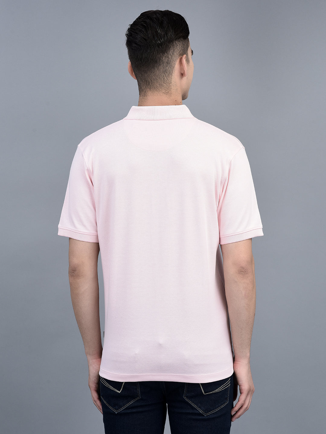 Canoe Men Short Sleeve Polo Neck Solid Pattern T-Shirt