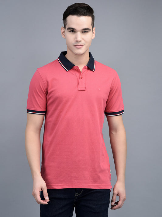 Canoe Men Short Sleeve Polo Neck Solid Pattern T-Shirt