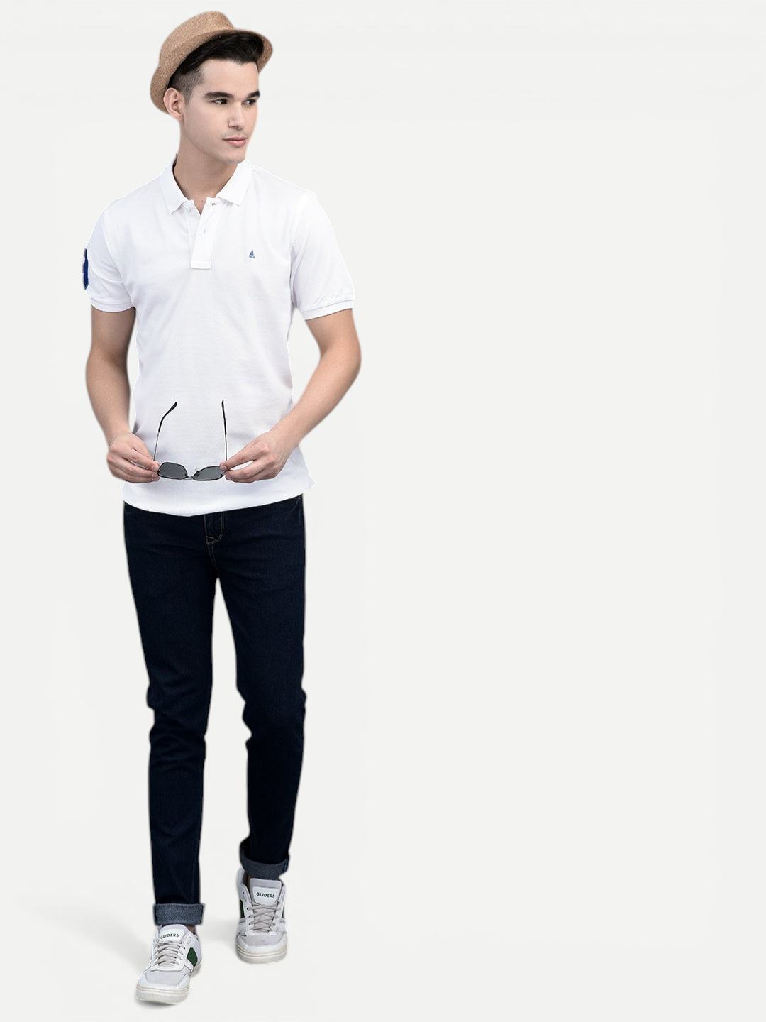 Canoe Men Short Sleeve Polo Neck Solid Pattern T-Shirt
