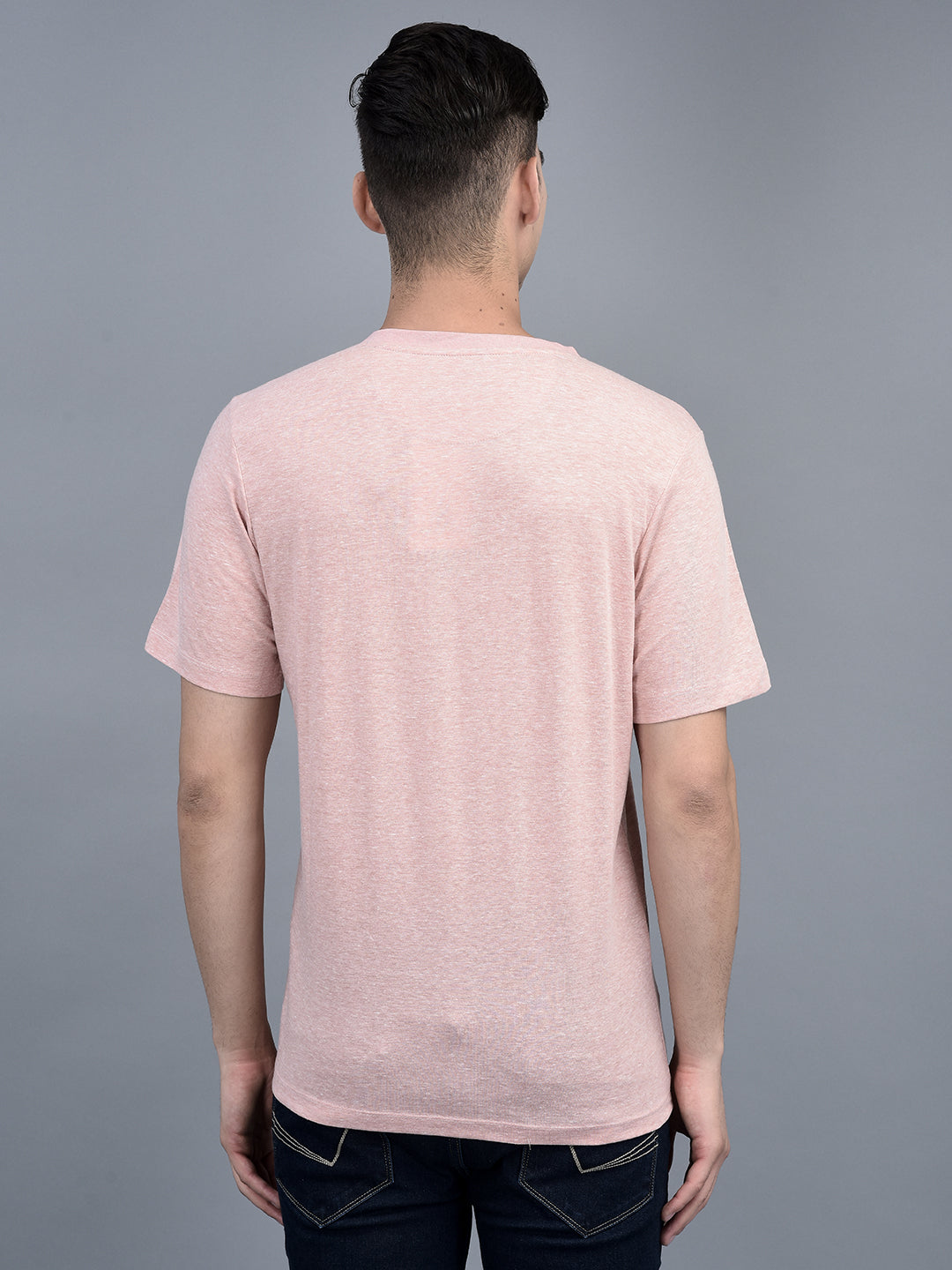 Canoe Men Short Sleeve Polo Neck Self Design Pattern T-Shirt