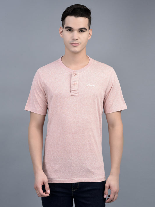 Canoe Men Short Sleeve Polo Neck Self Design Pattern T-Shirt