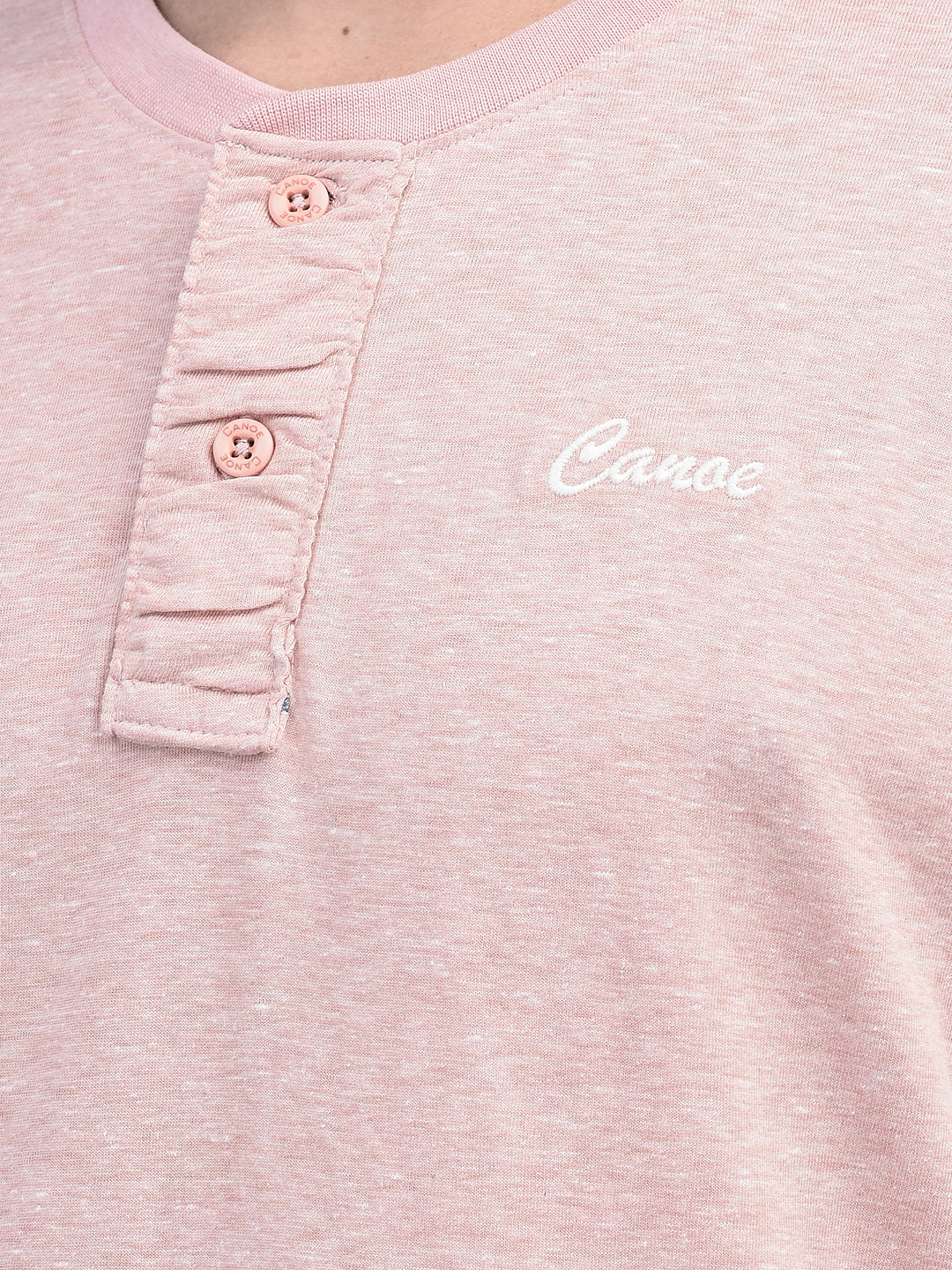 Canoe Men Short Sleeve Polo Neck Self Design Pattern T-Shirt