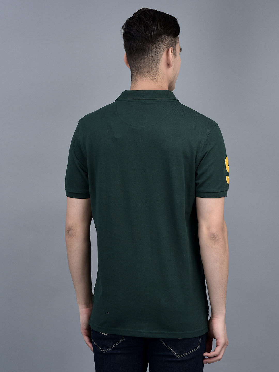 Canoe Men Short Sleeve Polo Neck Solid Pattern T-Shirt