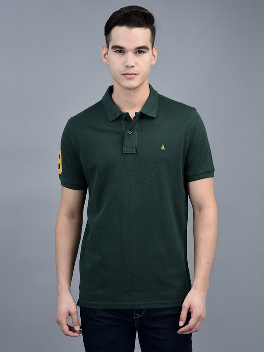 Canoe Men Short Sleeve Polo Neck Solid Pattern T-Shirt