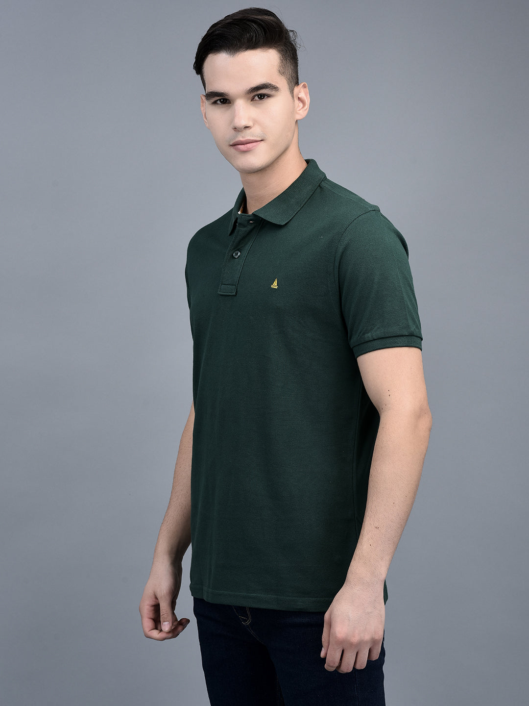 Canoe Men Short Sleeve Polo Neck Solid Pattern T-Shirt
