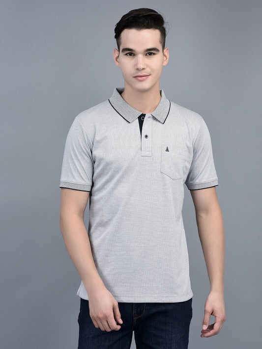Canoe Men Short Sleeve Polo Neck Solid Pattern T-Shirt