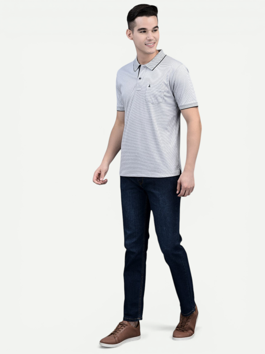 Canoe Men Short Sleeve Polo Neck Solid Pattern T-Shirt