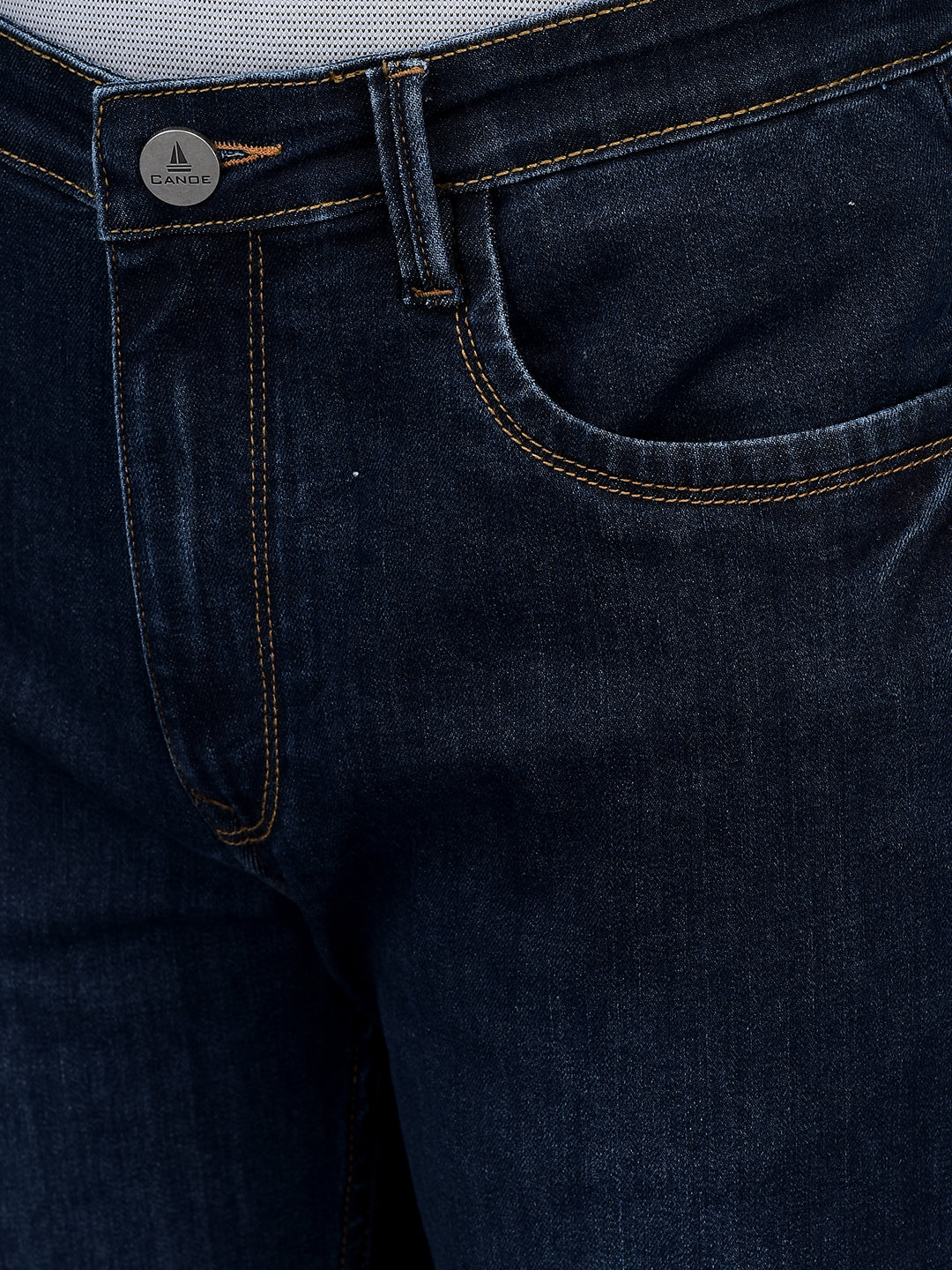 Canoe Men Regular fit Mid-Rise Full Length Five Pockets Denim Trouser