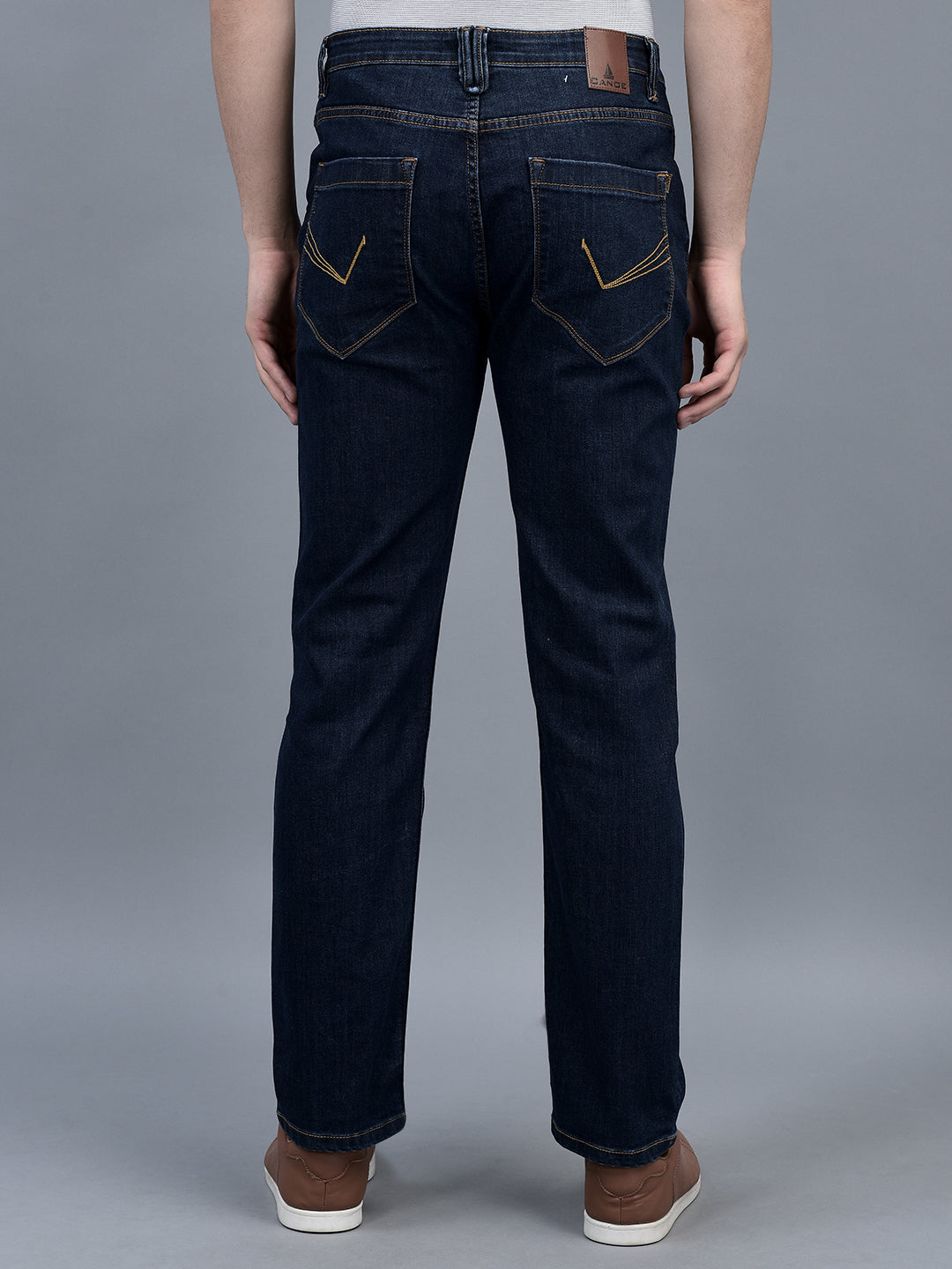 Canoe Men Regular fit Mid-Rise Full Length Five Pockets Denim Trouser
