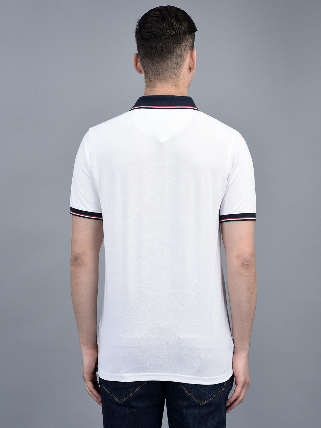 Canoe Men Short Sleeve Polo Neck Solid Pattern T-Shirt