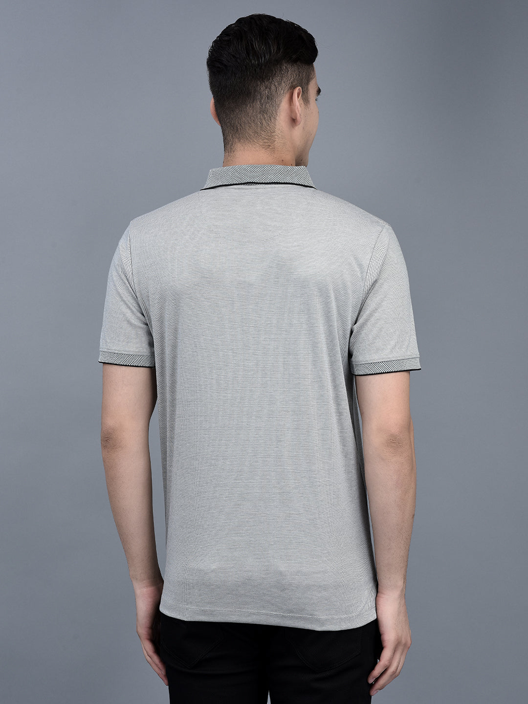 Canoe Men Short Sleeve Polo Neck Solid Pattern T-Shirt