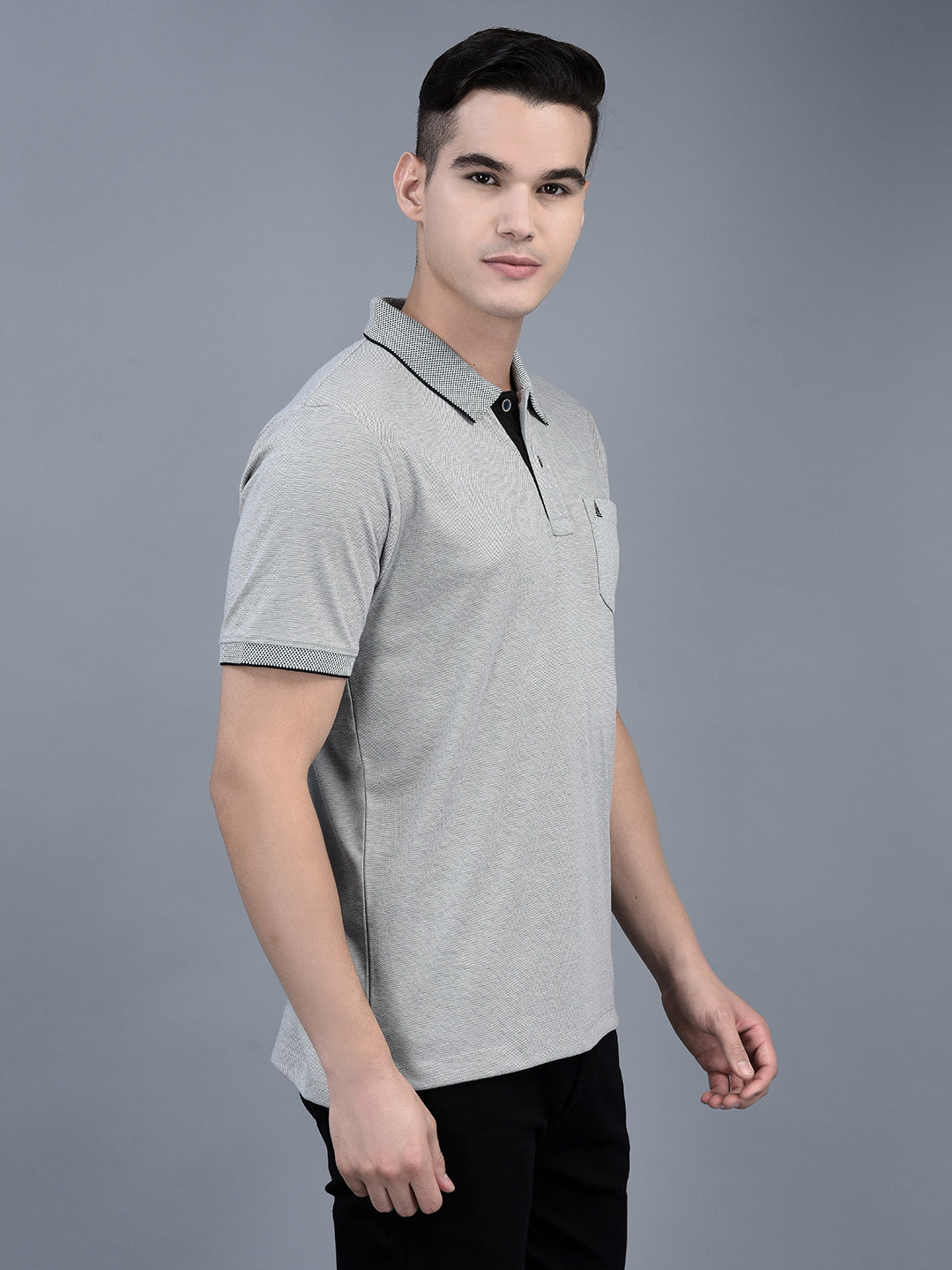 Canoe Men Short Sleeve Polo Neck Solid Pattern T-Shirt