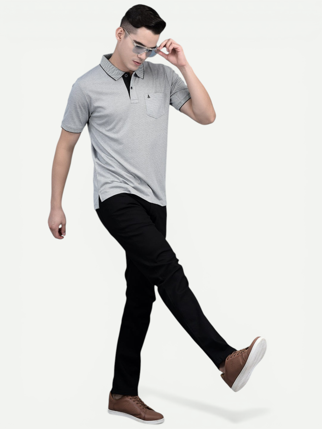 Canoe Men Short Sleeve Polo Neck Solid Pattern T-Shirt