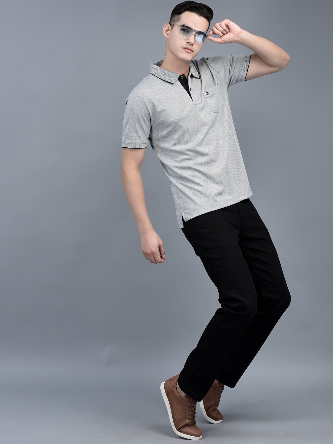 Canoe Men Regular fit Mid-Rise Full Length Five Pockets Denim Trouser