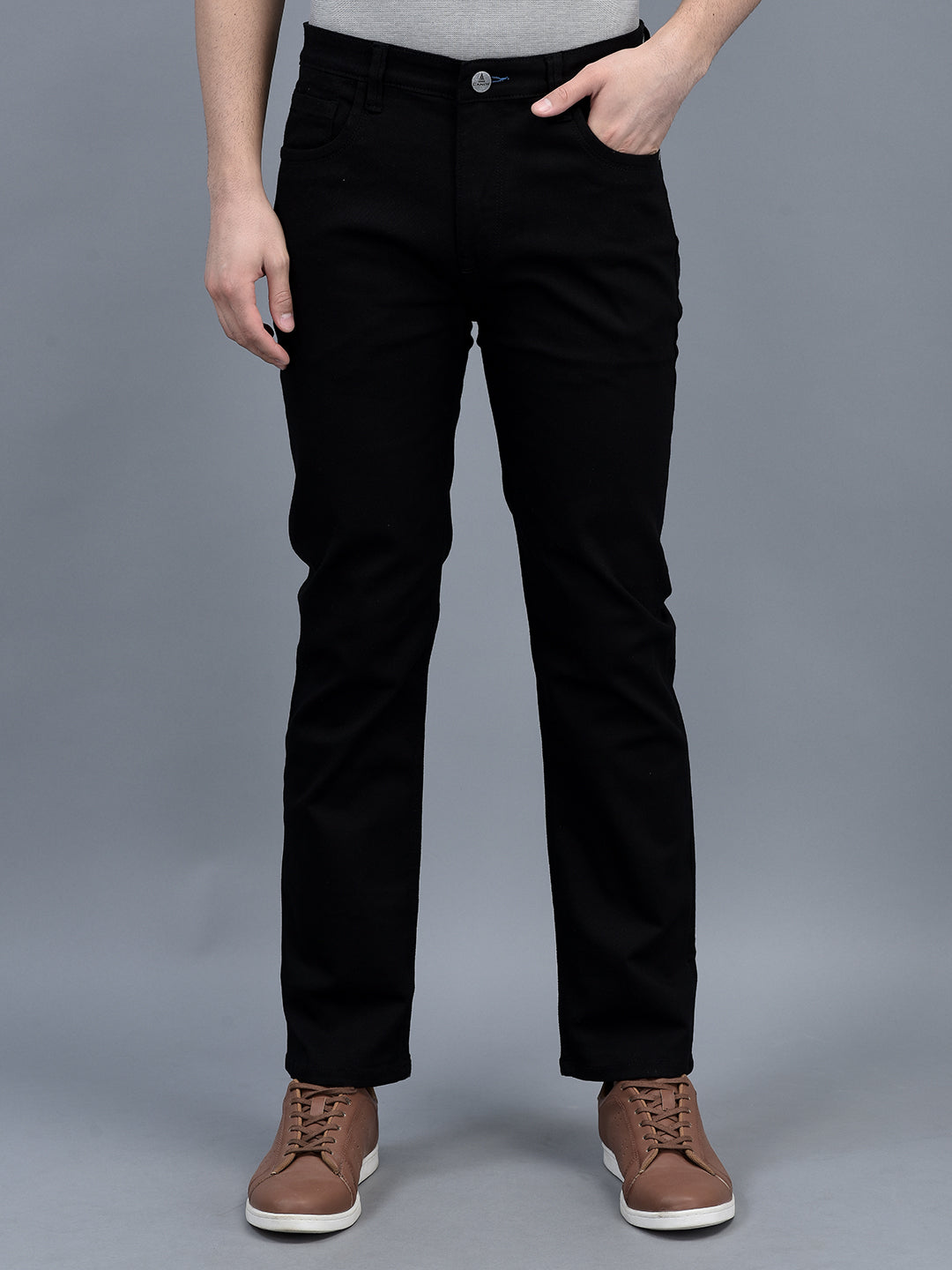 Canoe Men Regular fit Mid-Rise Full Length Five Pockets Denim Trouser