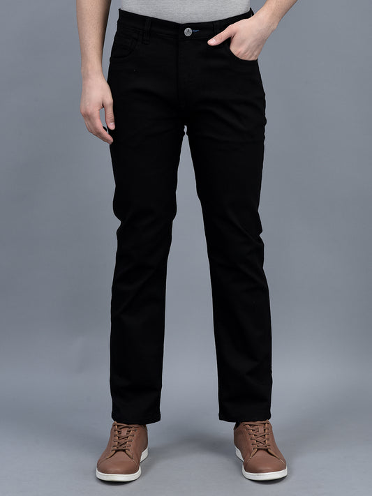 Canoe Men Regular fit Mid-Rise Full Length Five Pockets Denim Trouser