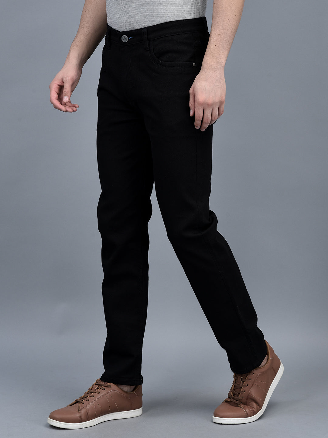 Canoe Men Regular fit Mid-Rise Full Length Five Pockets Denim Trouser