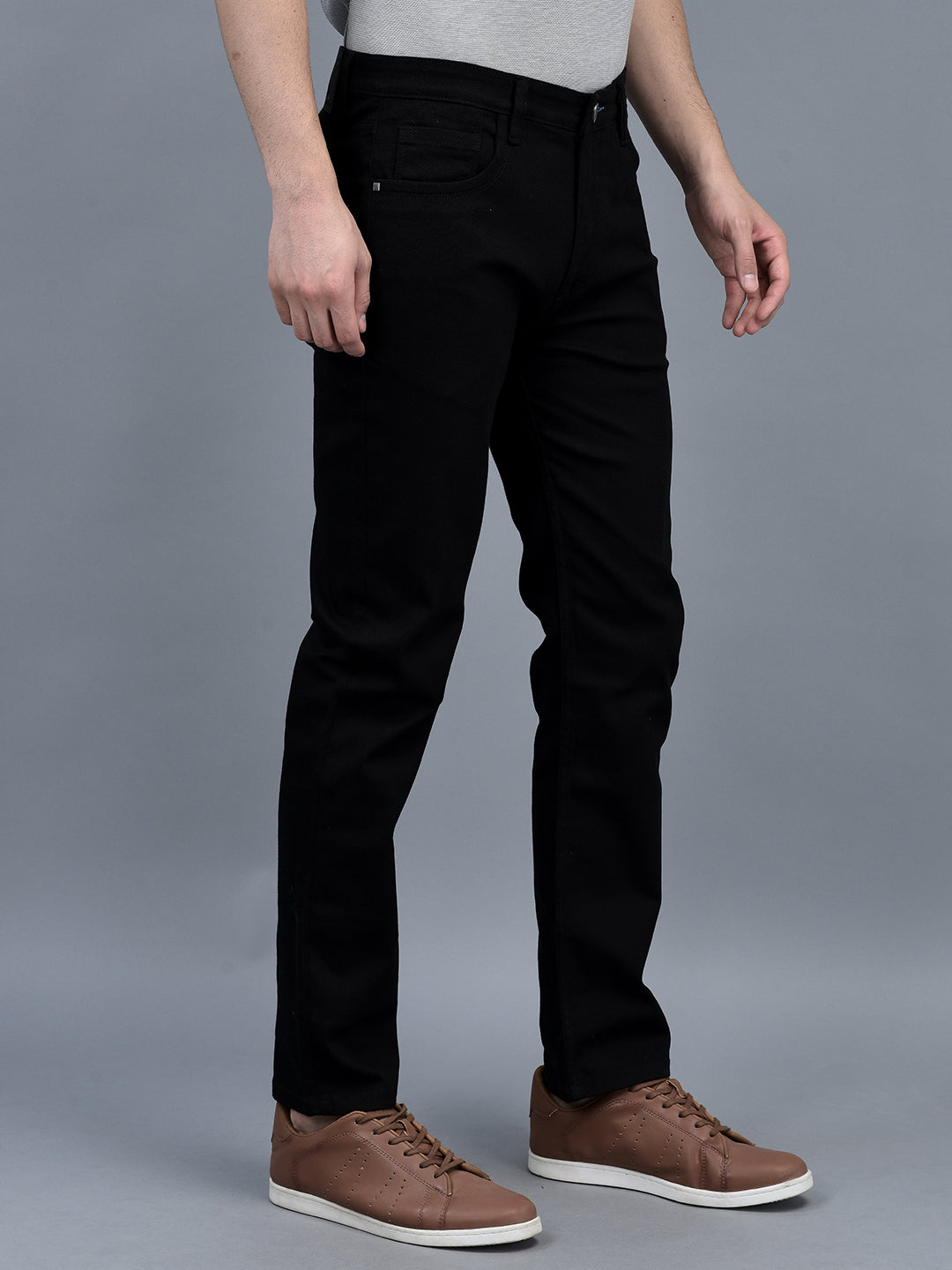 Canoe Men Regular fit Mid-Rise Full Length Five Pockets Denim Trouser