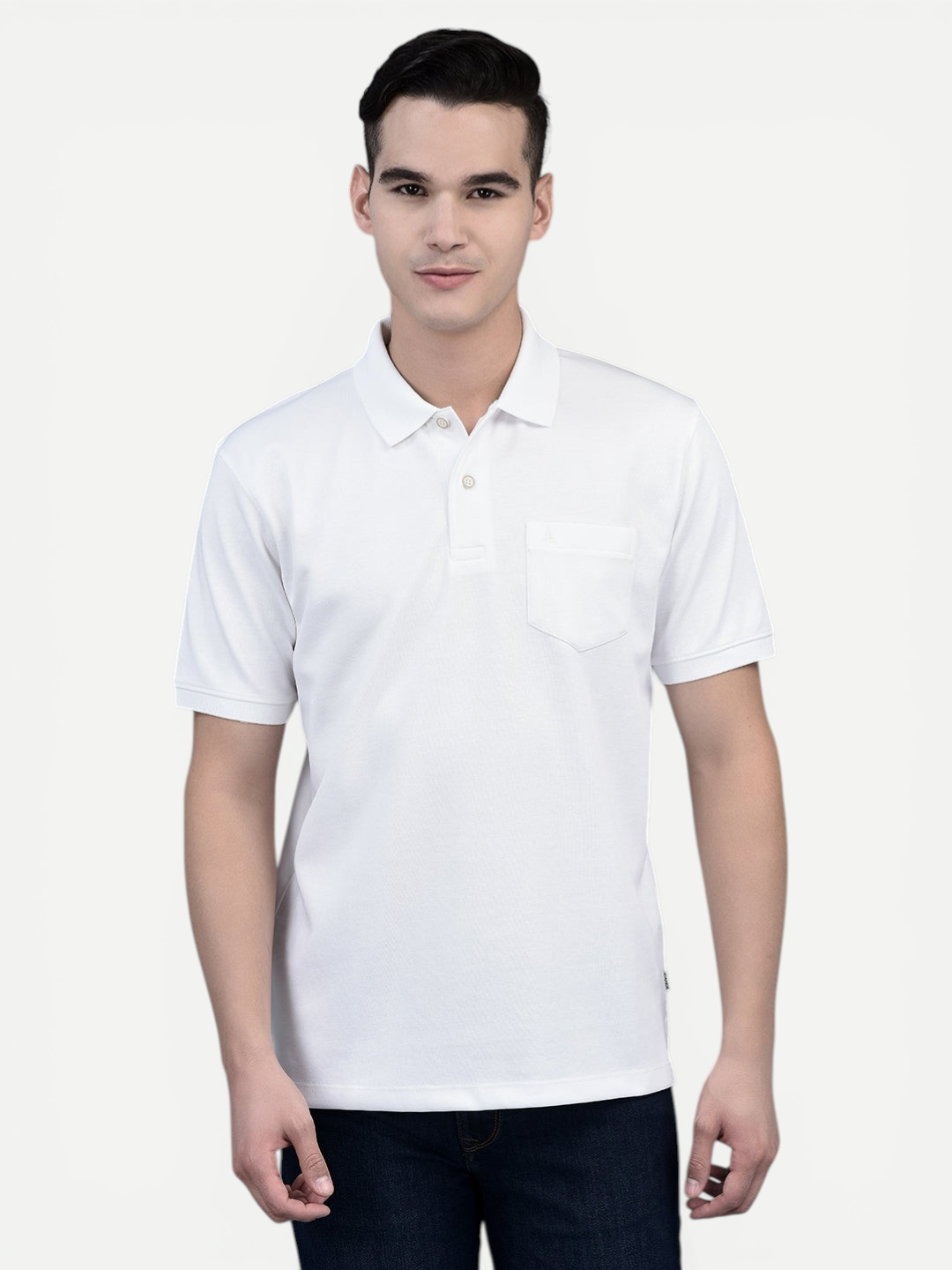 Canoe Men Short Sleeve Polo Neck Solid Pattern T-Shirt