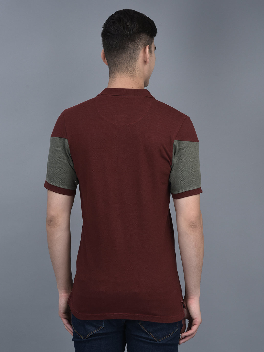 Canoe Men Short Sleeve Polo Neck Solid Pattern T-Shirt