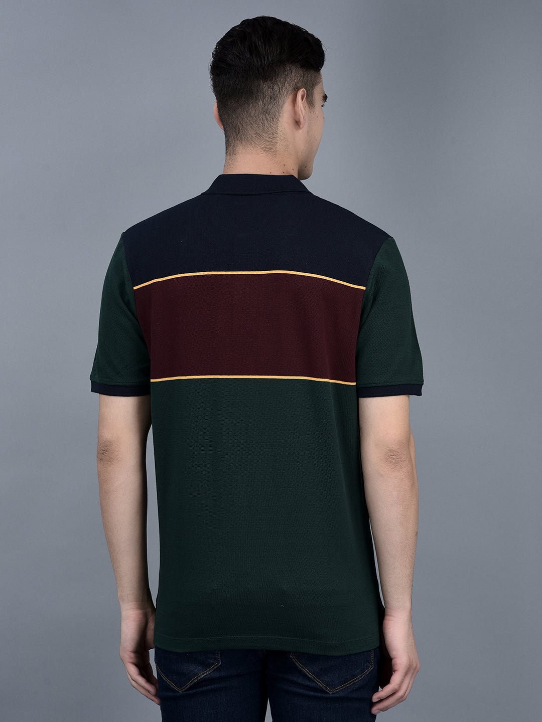 Canoe Men Short Sleeve Polo Neck Solid Pattern T-Shirt