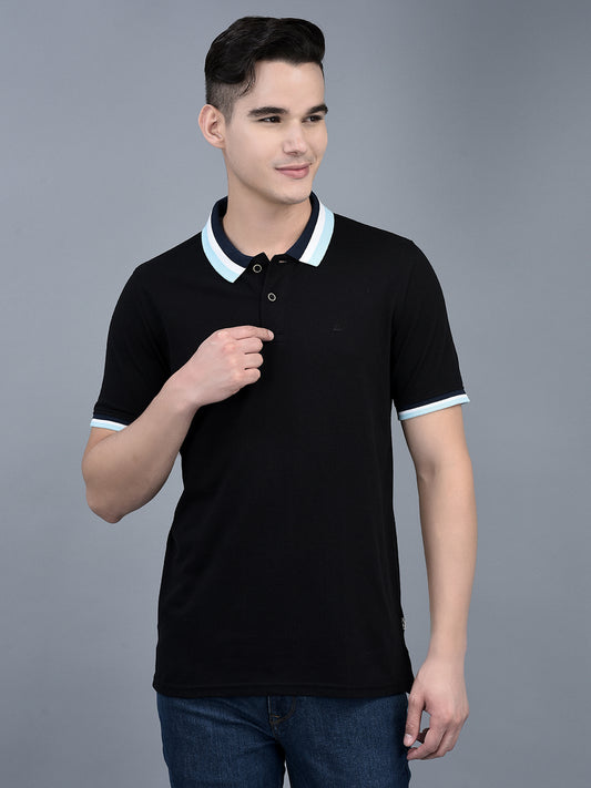 Canoe Men Short Sleeve Polo Neck SOLID Pattern T-Shirt