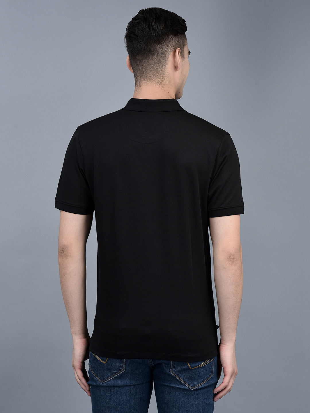 Canoe Men Short Sleeve Polo Neck Solid Pattern T-Shirt