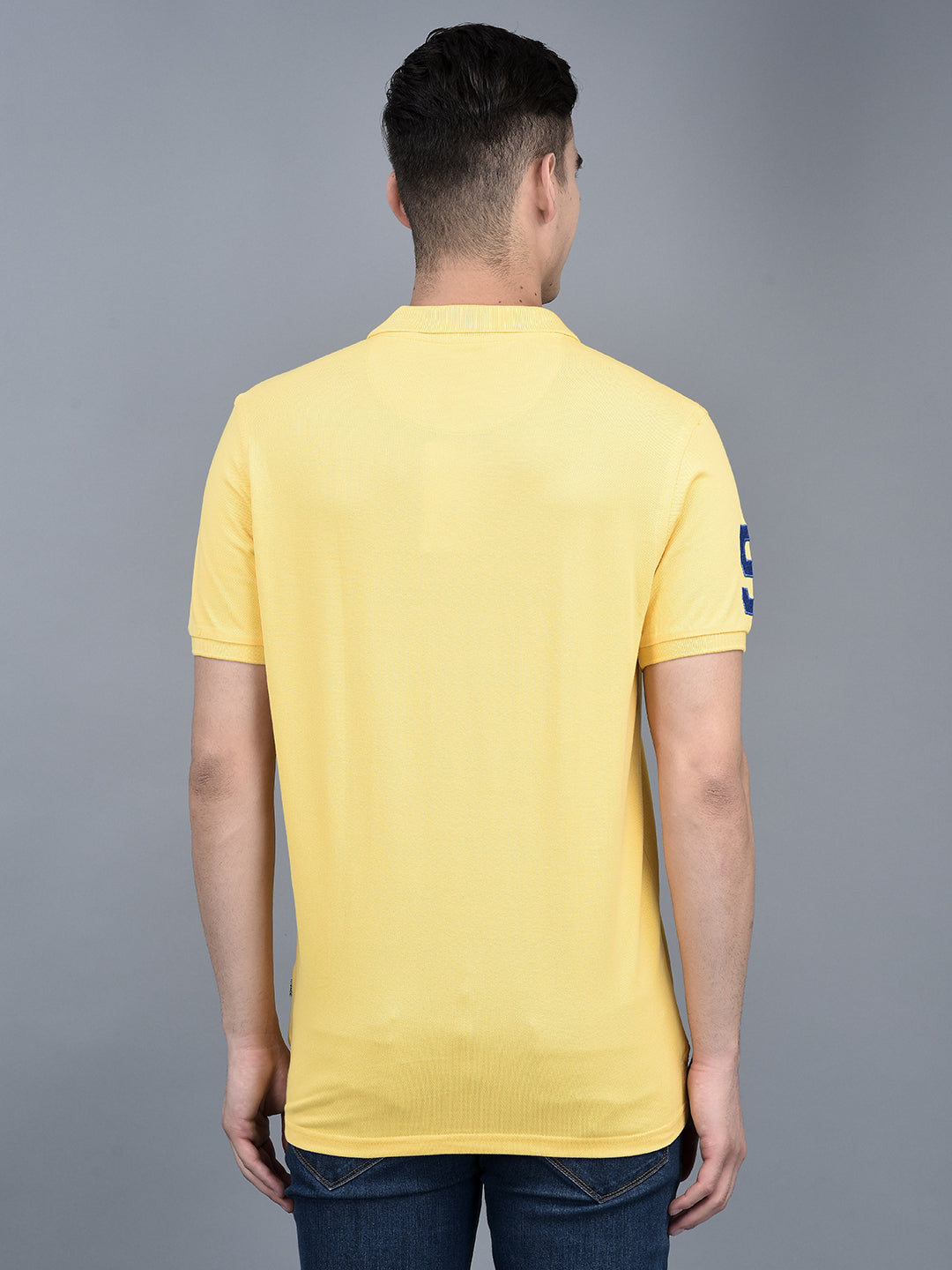 Canoe Men Short Sleeve Polo Neck Solid Pattern T-Shirt
