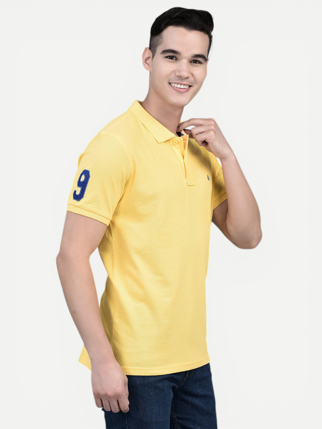 Canoe Men Short Sleeve Polo Neck Solid Pattern T-Shirt