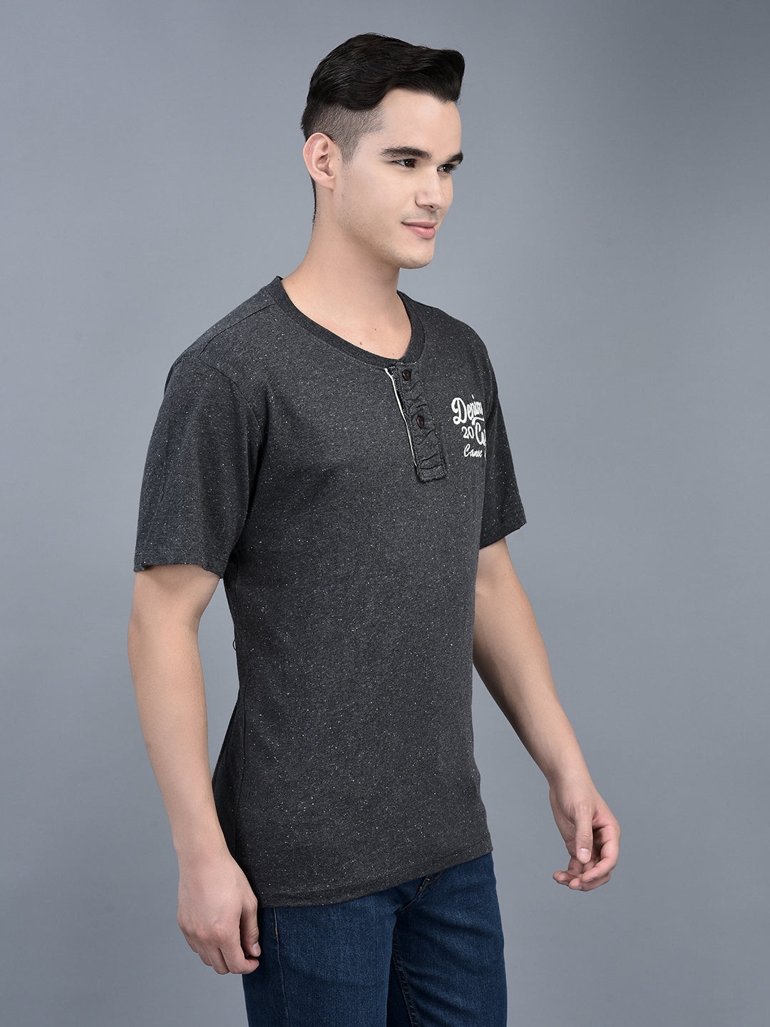 Canoe Men Short Sleeve Polo Neck Solid Pattern T-Shirt