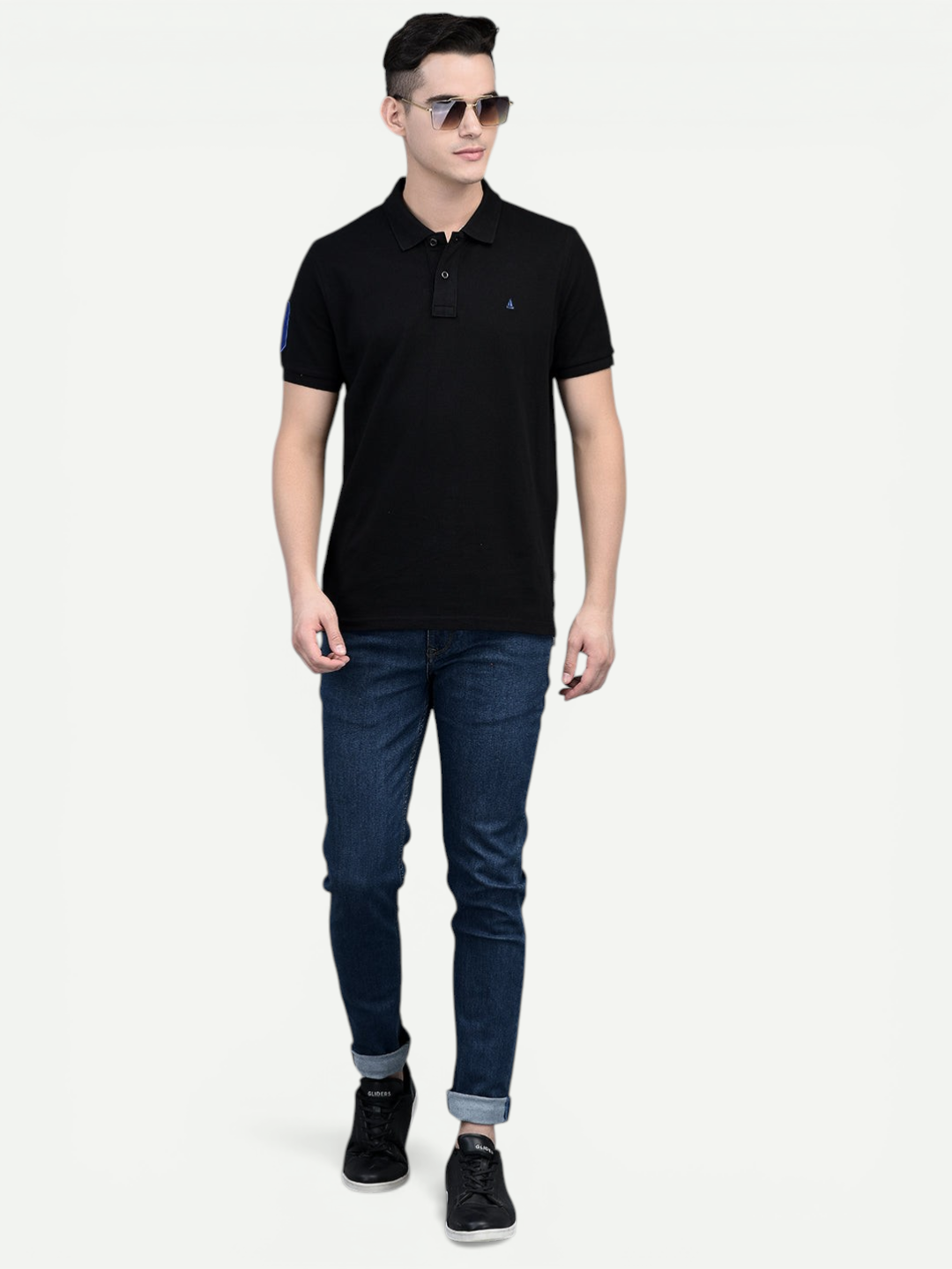 Canoe Men Short Sleeve Polo Neck Solid Pattern T-Shirt