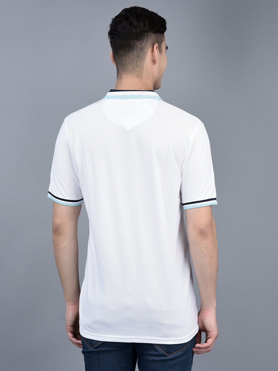 Canoe Men Short Sleeve Polo Neck Solid Pattern T-Shirt