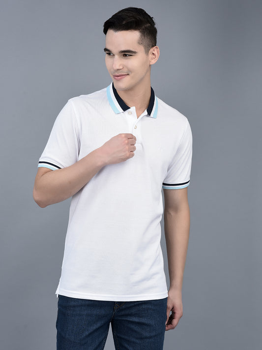 Canoe Men Short Sleeve Polo Neck Solid Pattern T-Shirt
