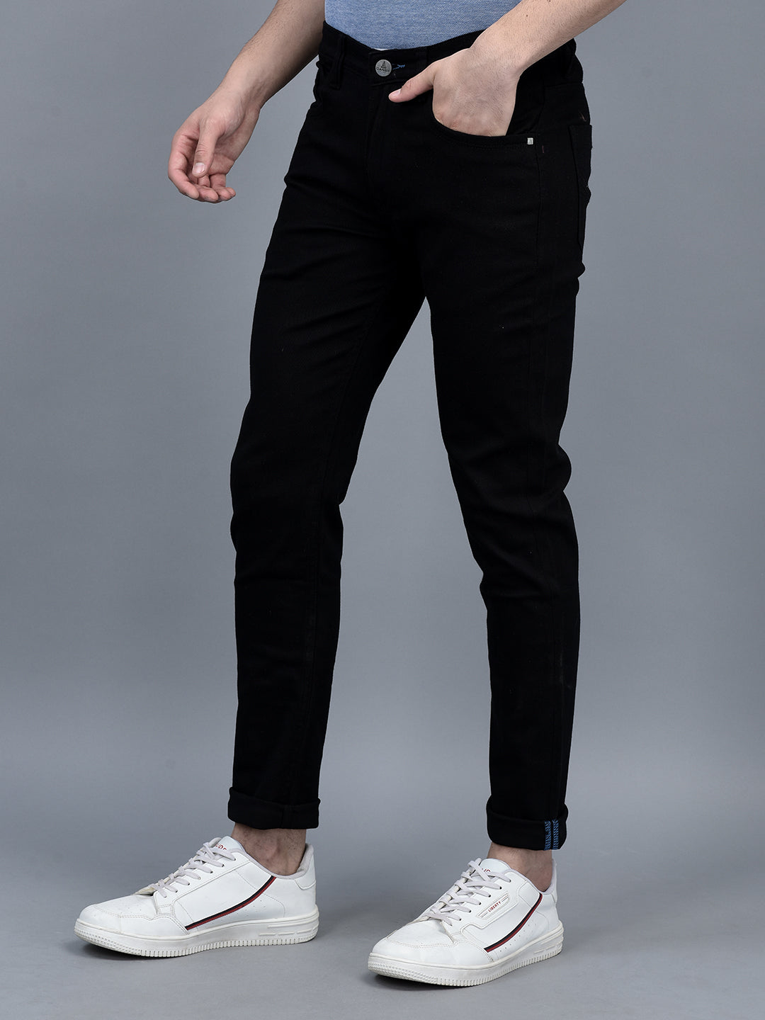 Canoe Men Regular fit Mid-Rise Full Length Five Pockets Denim Trouser