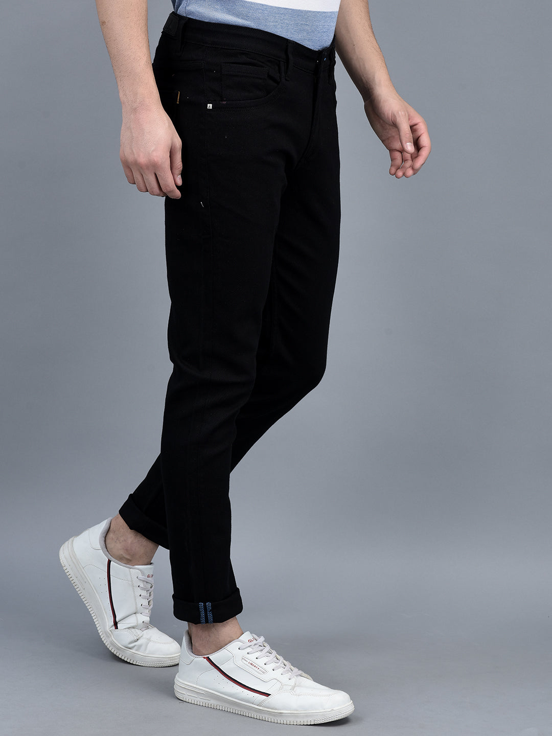Canoe Men Regular fit Mid-Rise Full Length Five Pockets Denim Trouser