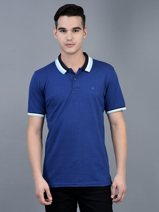 Canoe Men Short Sleeve Polo Neck SOLID Pattern T-Shirt
