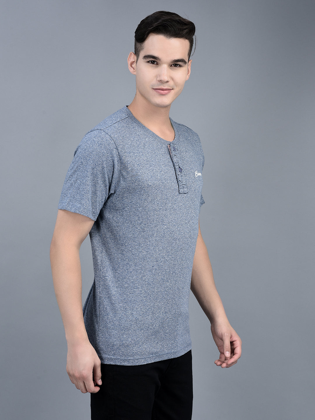 Canoe Men Short Sleeve Polo Neck Self Design Pattern T-Shirt
