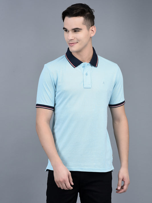 Canoe Men Short Sleeve Polo Neck Solid Pattern T-Shirt