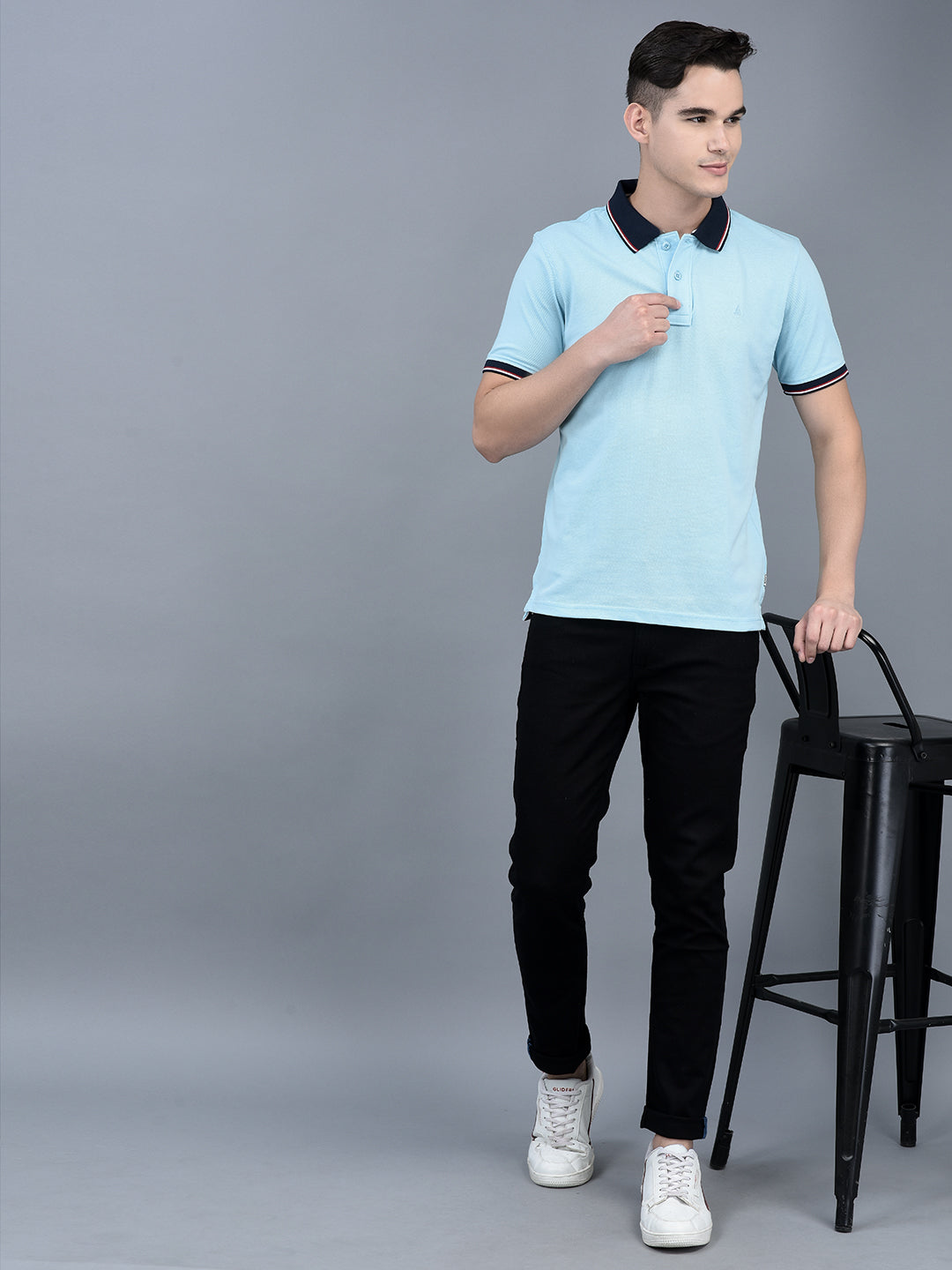 Canoe Men Short Sleeve Polo Neck Solid Pattern T-Shirt