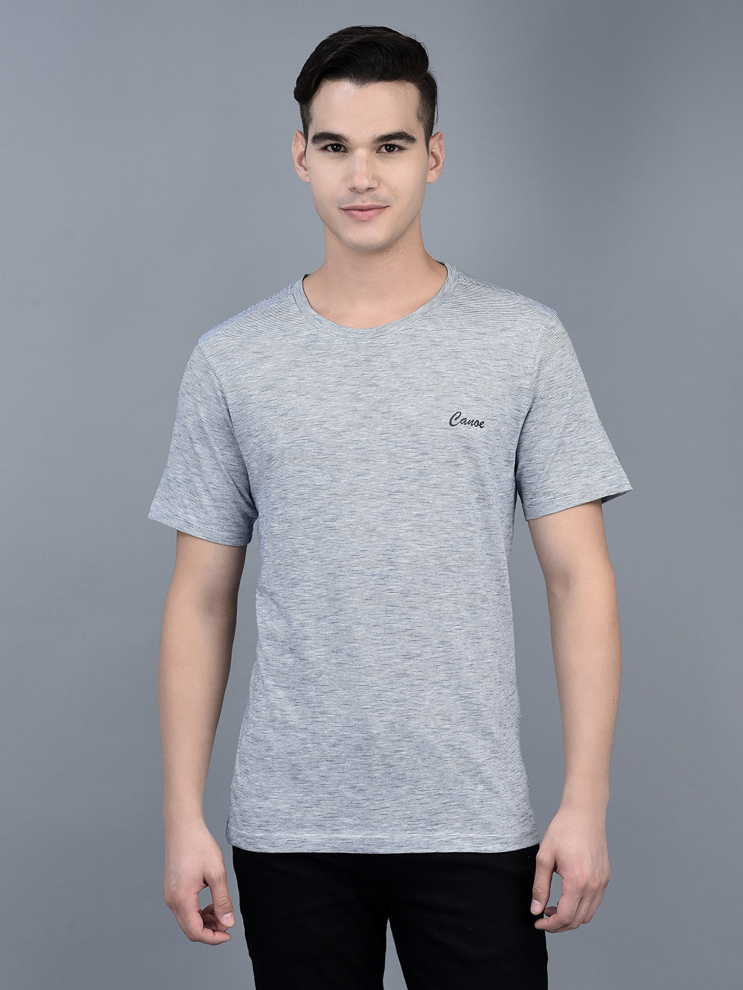 Canoe Men Short Sleeve Polo Neck Solid Pattern T-Shirt