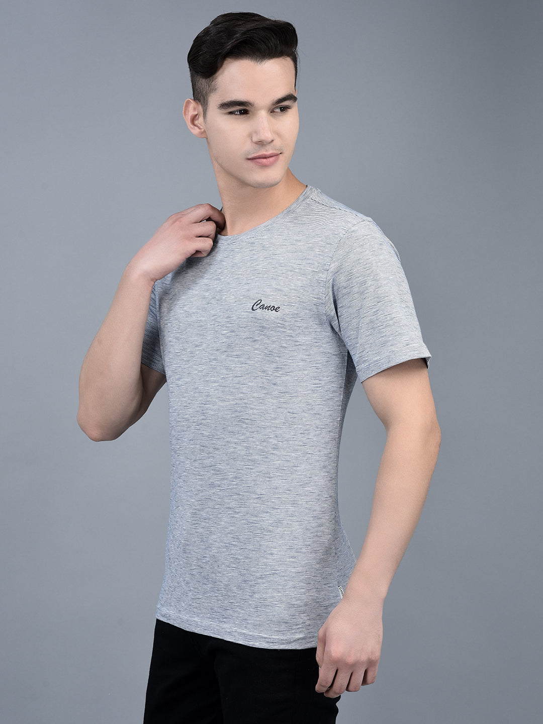 Canoe Men Short Sleeve Polo Neck Solid Pattern T-Shirt