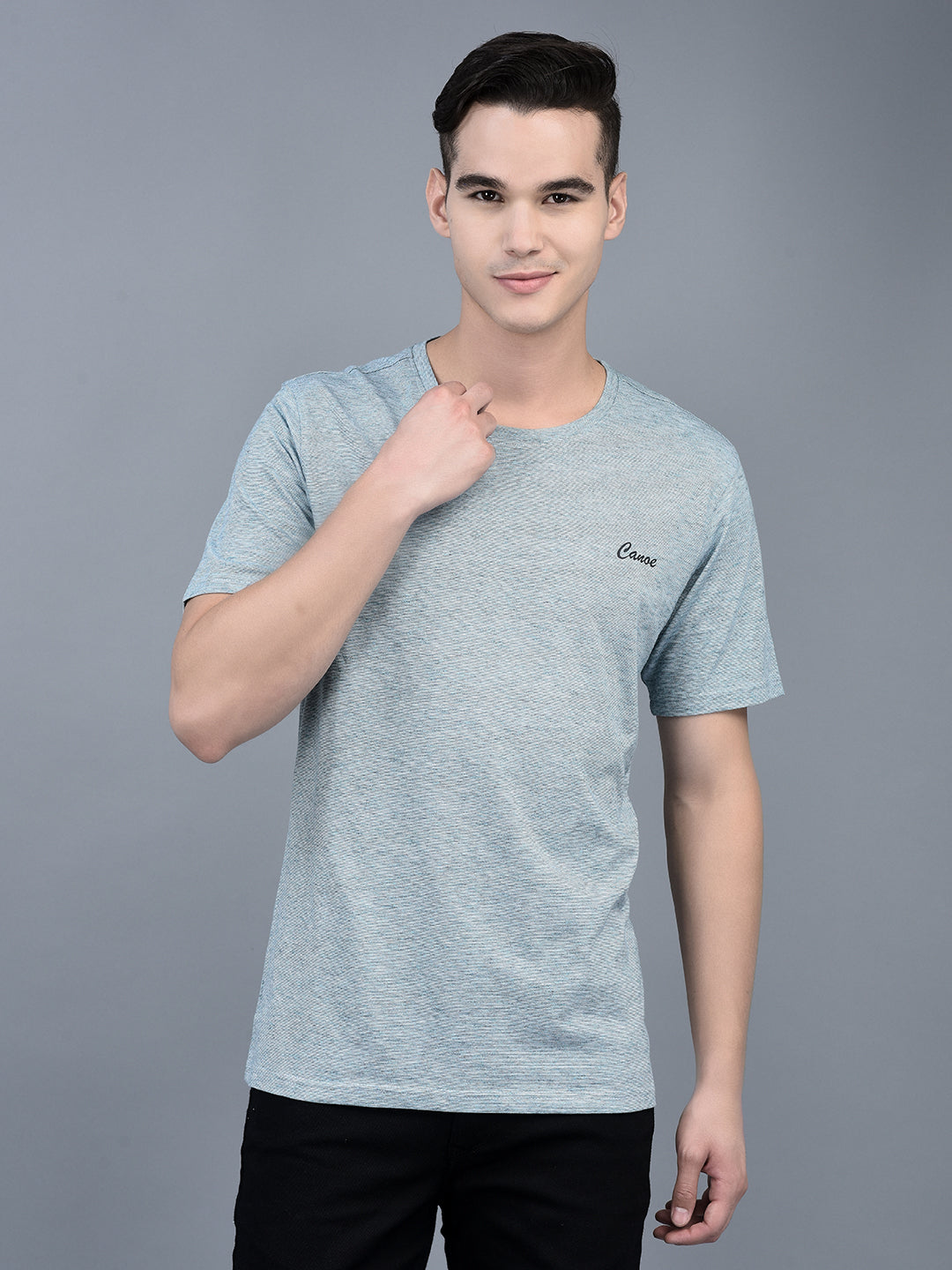 Canoe Men Short Sleeve Polo Neck Solid Pattern T-Shirt
