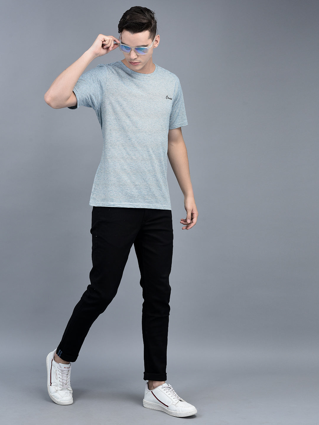 Canoe Men Short Sleeve Polo Neck Solid Pattern T-Shirt