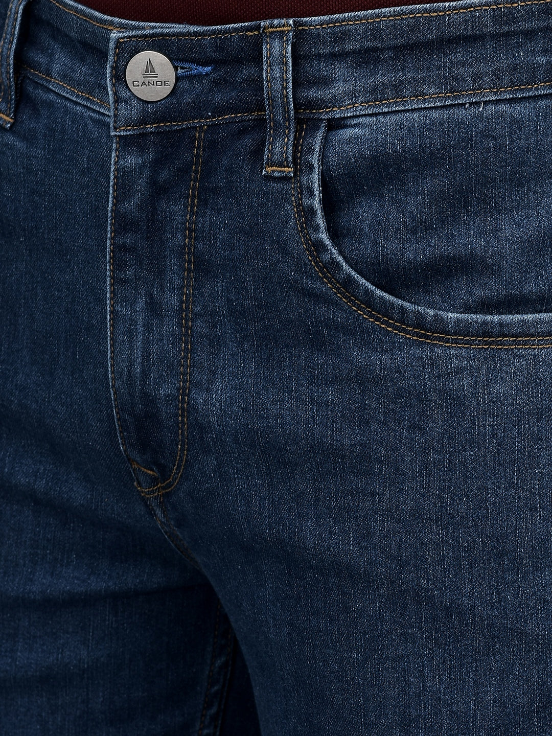 Canoe Men Regular fit Mid-Rise Full Length Five Pockets Denim Trouser