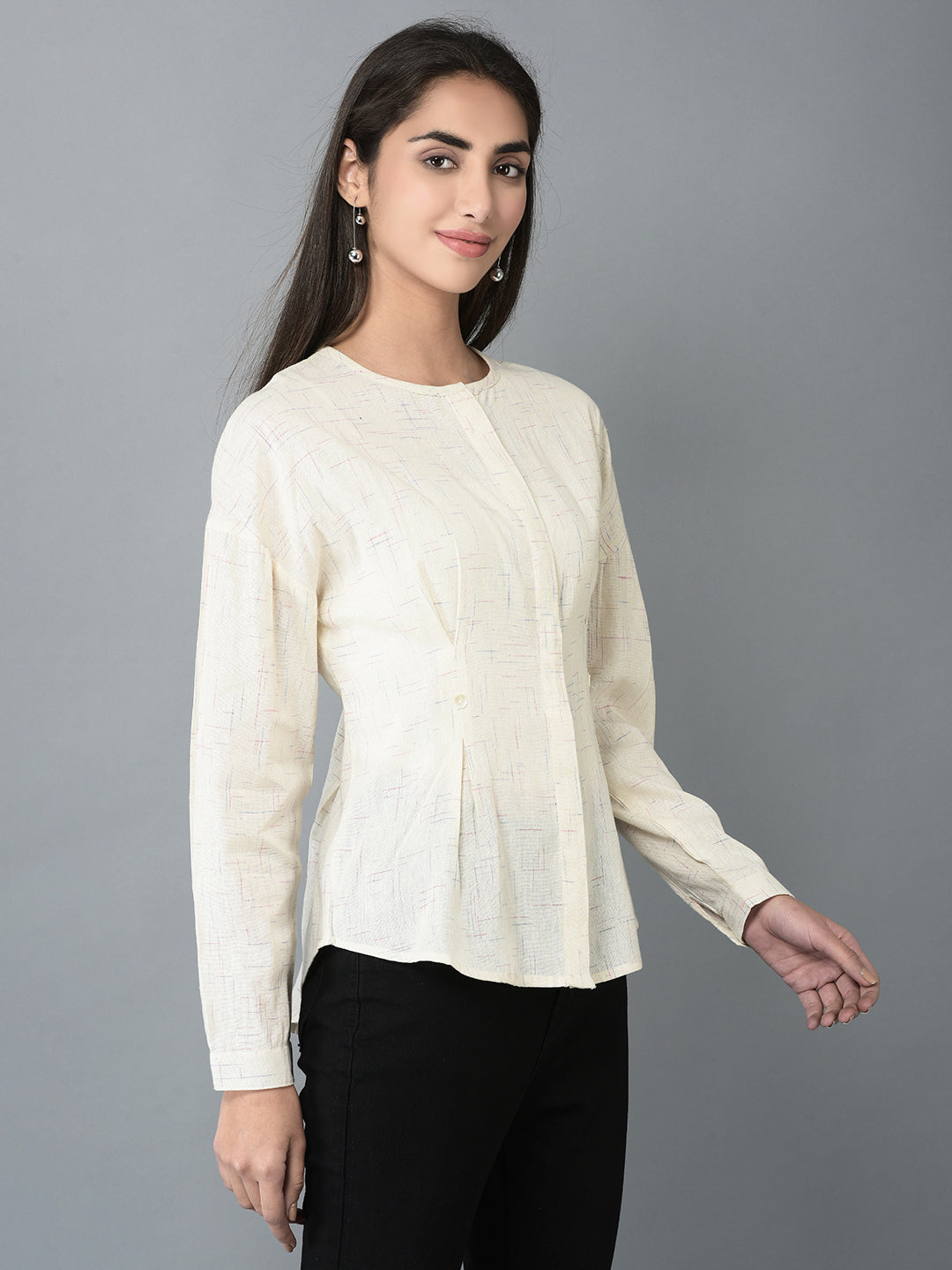 Canoe Women Full Button Placket Top