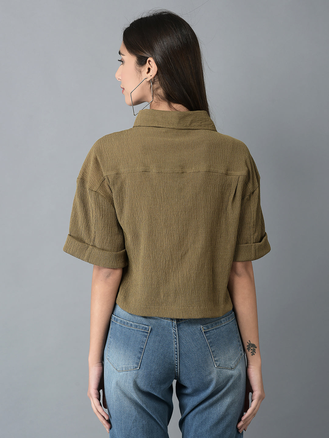 Canoe Women Loose Fit Crop Shirt