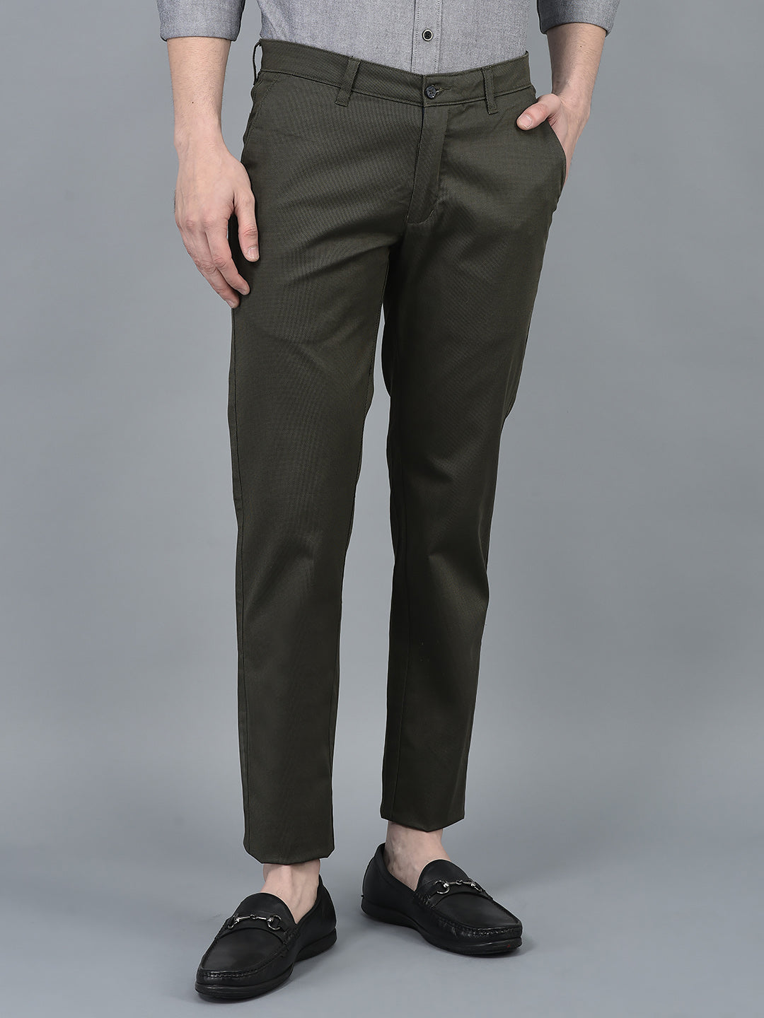 Canoe Men Casual Olive Color Cotton Fabric Button Closure Faded